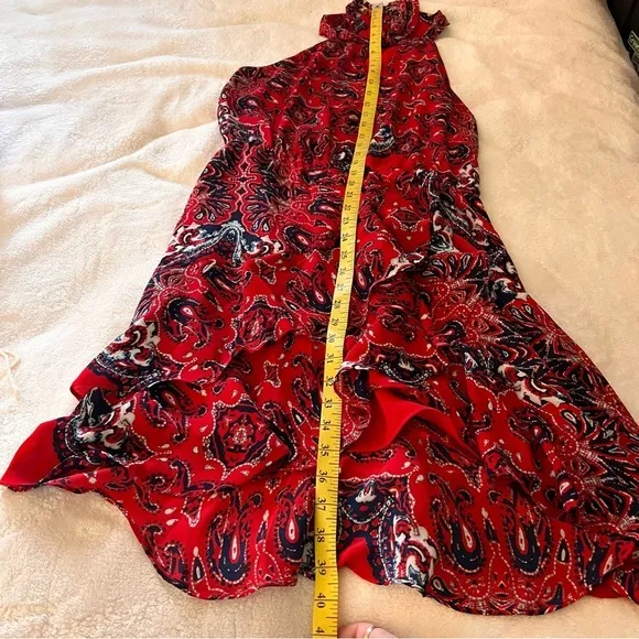 PARKER Diane Sleeveless V-Neck Ruffle Paisley‎ Dress Neck Tie Size M - Image 15