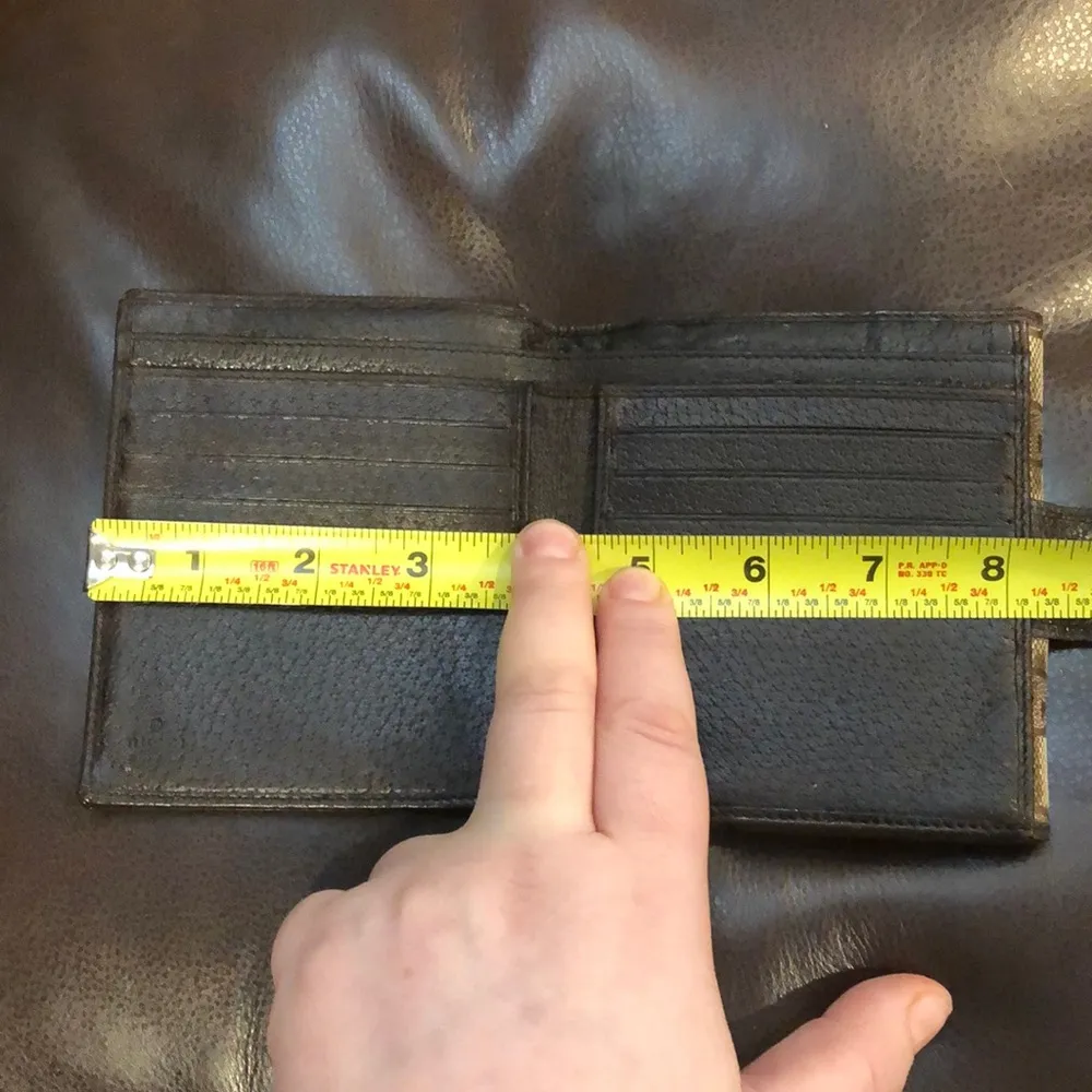 GUCCI GG Trifold Canvas Jacquard Wallet Brown Leather Accent Snap Closure - Image 9