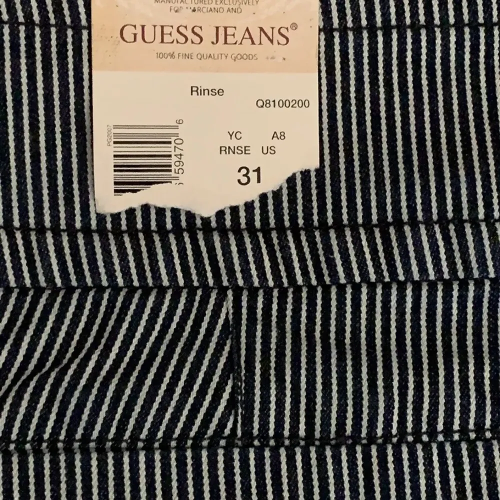NWT Guess Jeans Trouser Style Jeans Bell Flare Blue Pinstripe Size 31 - Image 11