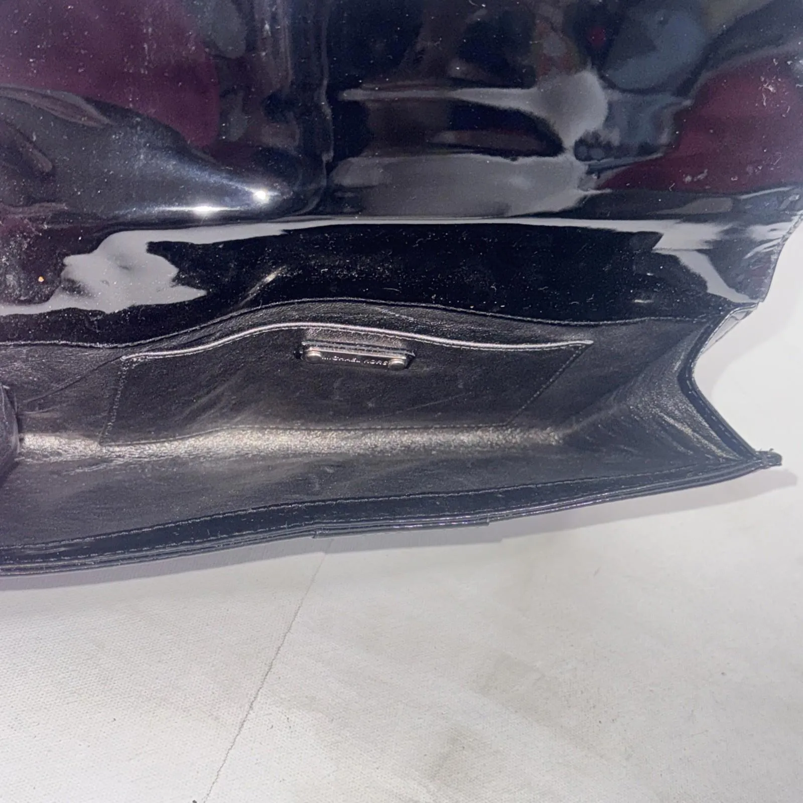 Michael Kors Buckle Black Designer Old Money Minimalist Patent Leather Clutch - Image 6