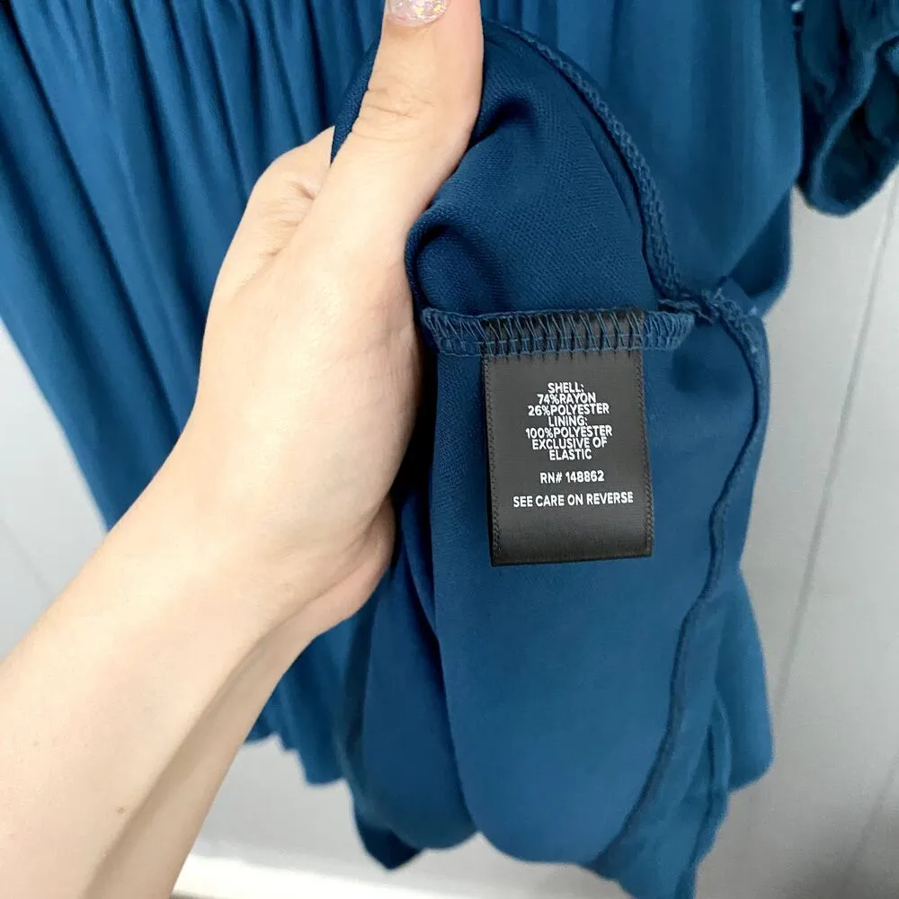 Torrid Legion Blue Floral Smocked Mini Crinkle Gauze Blouson Sleeve Dress 4X - Image 4