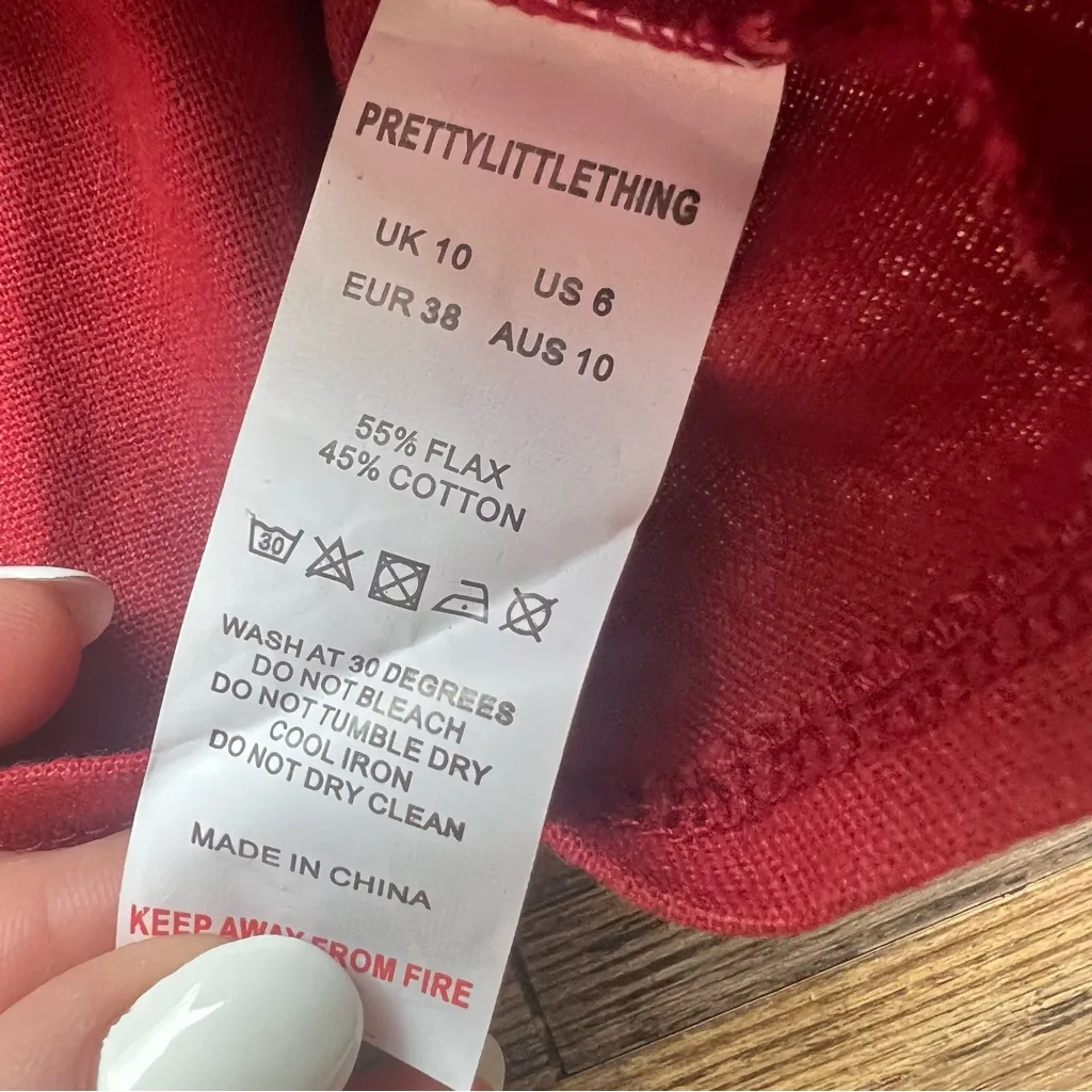 PrettyLittleThing Womens Red Long Sleeve Off The Shoulder Crop Top Size 6 NWT - Image 7