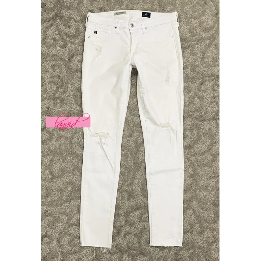 AG Legging Ankle Worn White Distressed Destroyed Ripped Edgy Skinny Stretch Jean - Image 5