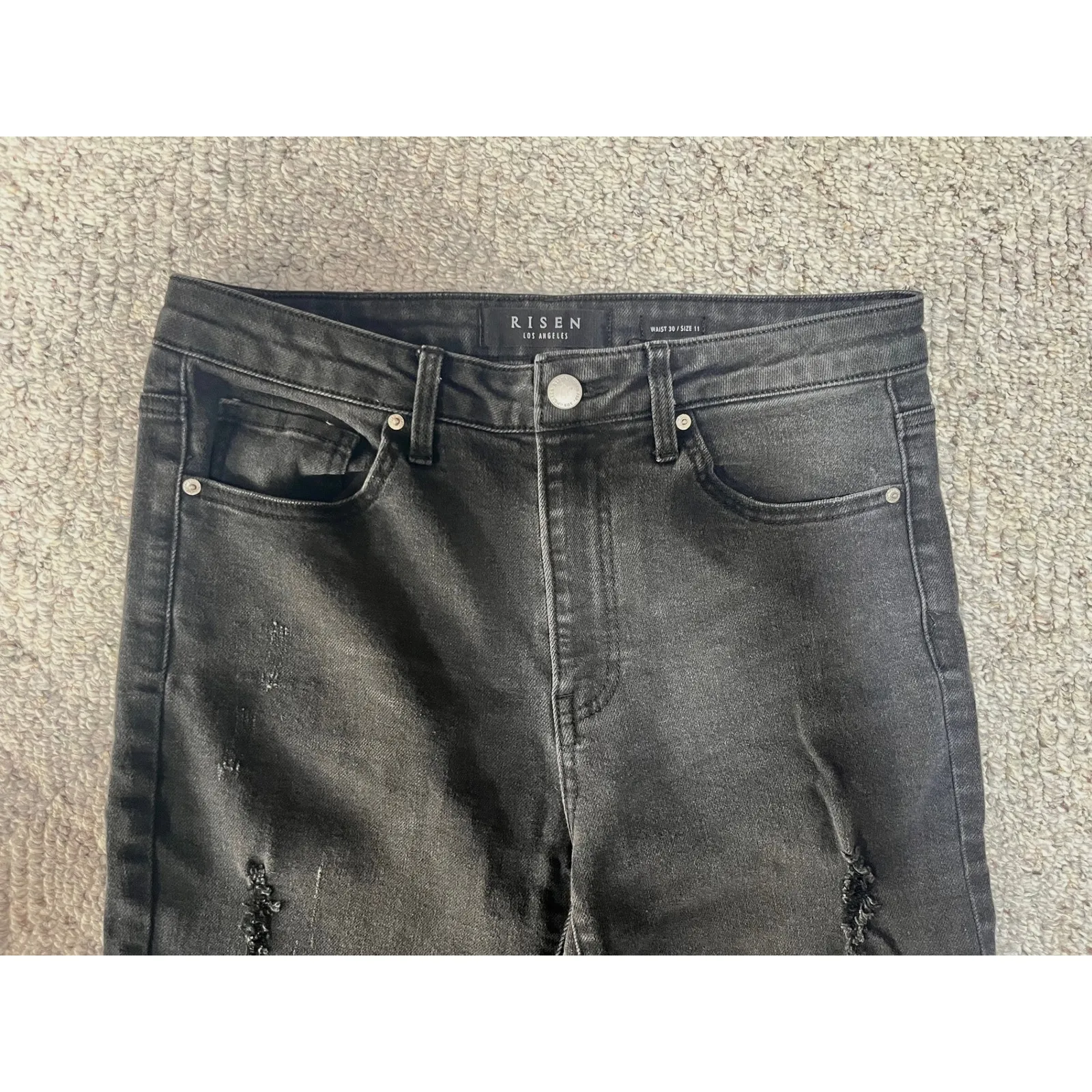 Risen Jeans Women's Size 30/11‎ lt black Slim Kick Boot Frayed distressed - Image 2