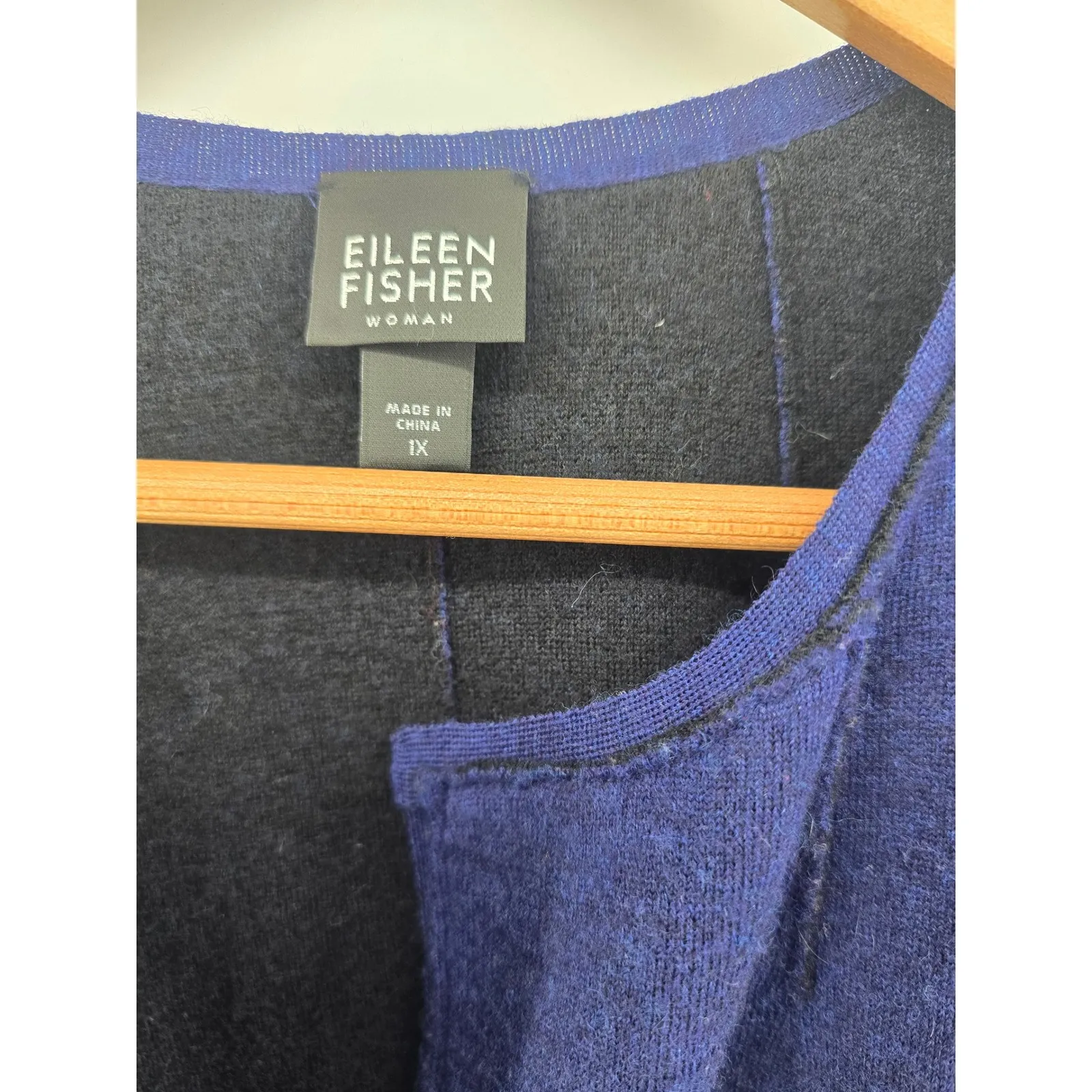 Eileen Fisher  WOMAN Blue Wool Blend Collarless Button Front Coat Size 1X - Image 2