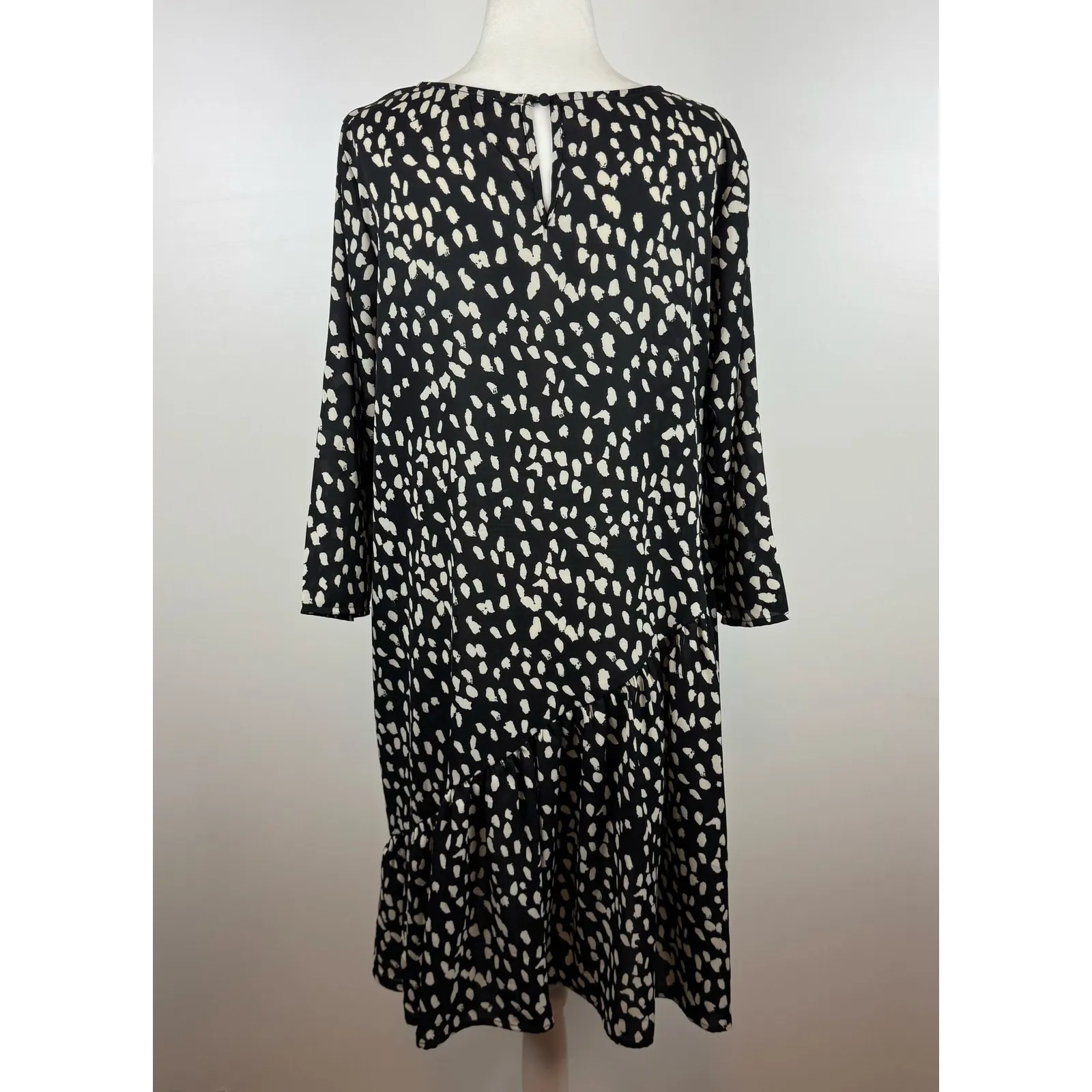 Hayden‎ Womens Black Leopard Asymmetrical Flounce Hem Dress Sz L Oversized Flowy - Image 3