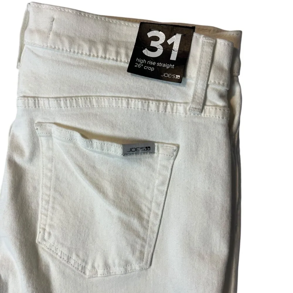 Joe's Women's 31 Jeans High Rise Straight 26" Crop‎ Pants White Coastal Casual - Image 2