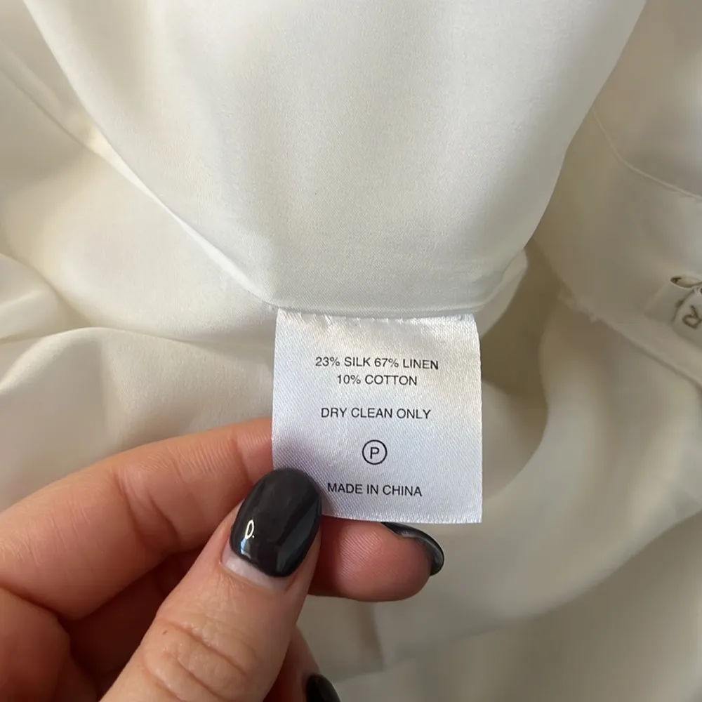 Marie Oliver White Silk Linen Blend Button Skirt Size 4 - Image 5