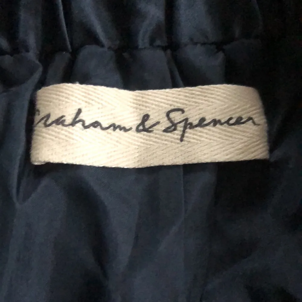 Anthropologie Graham & Spencer Dark Blue Satin Silk Mini Skirt Small - Image 7