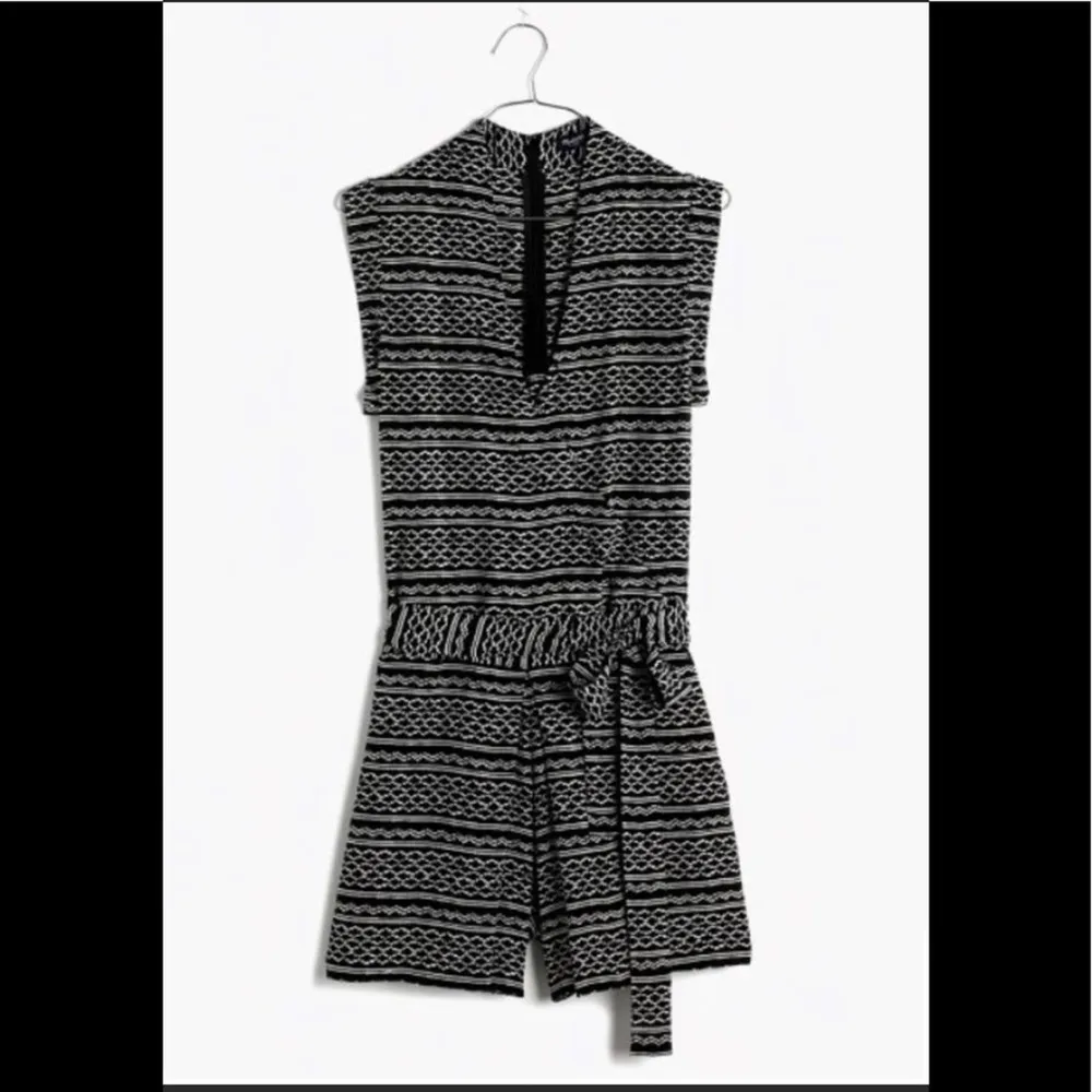 Madewell Silk Black Aztec Kimono Romper Tidalwave - Image 3