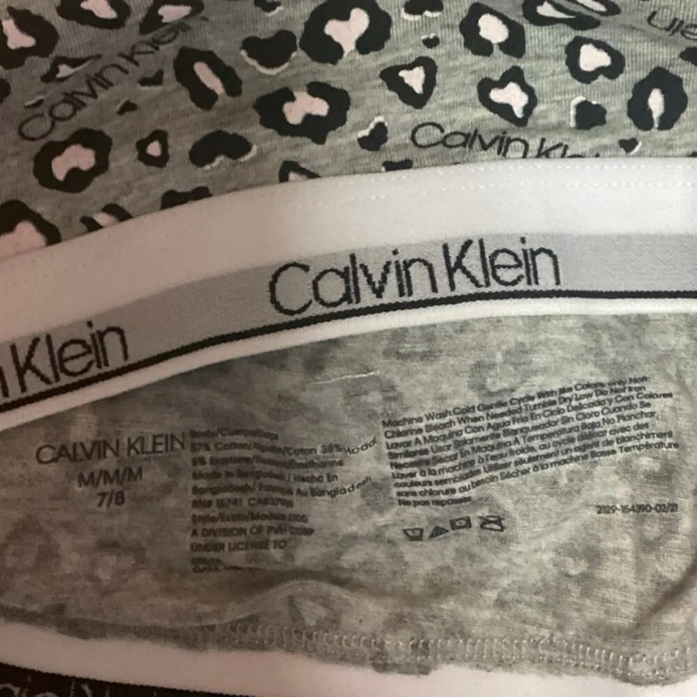 NEW Calvin Klein Gray Leopard Cheetah Animal Print Waistband Sports Bra Top Sz M - Image 5