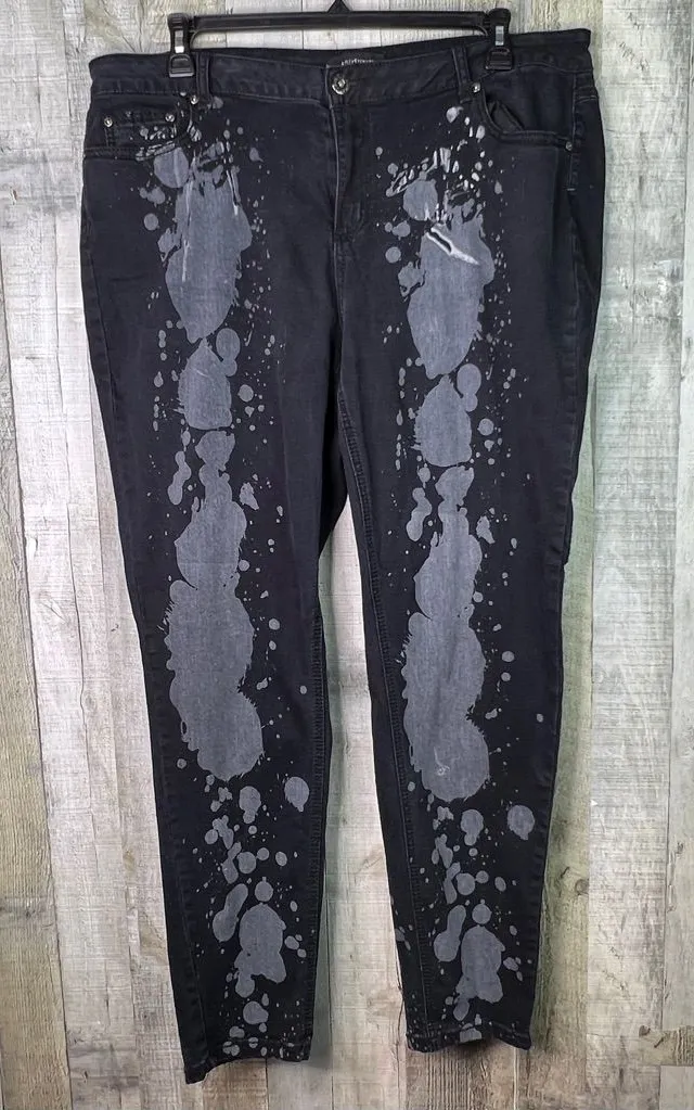 Ashley Stewart Size 20 Black Bleached Distressed 5 Pocket Jeans - Image 1