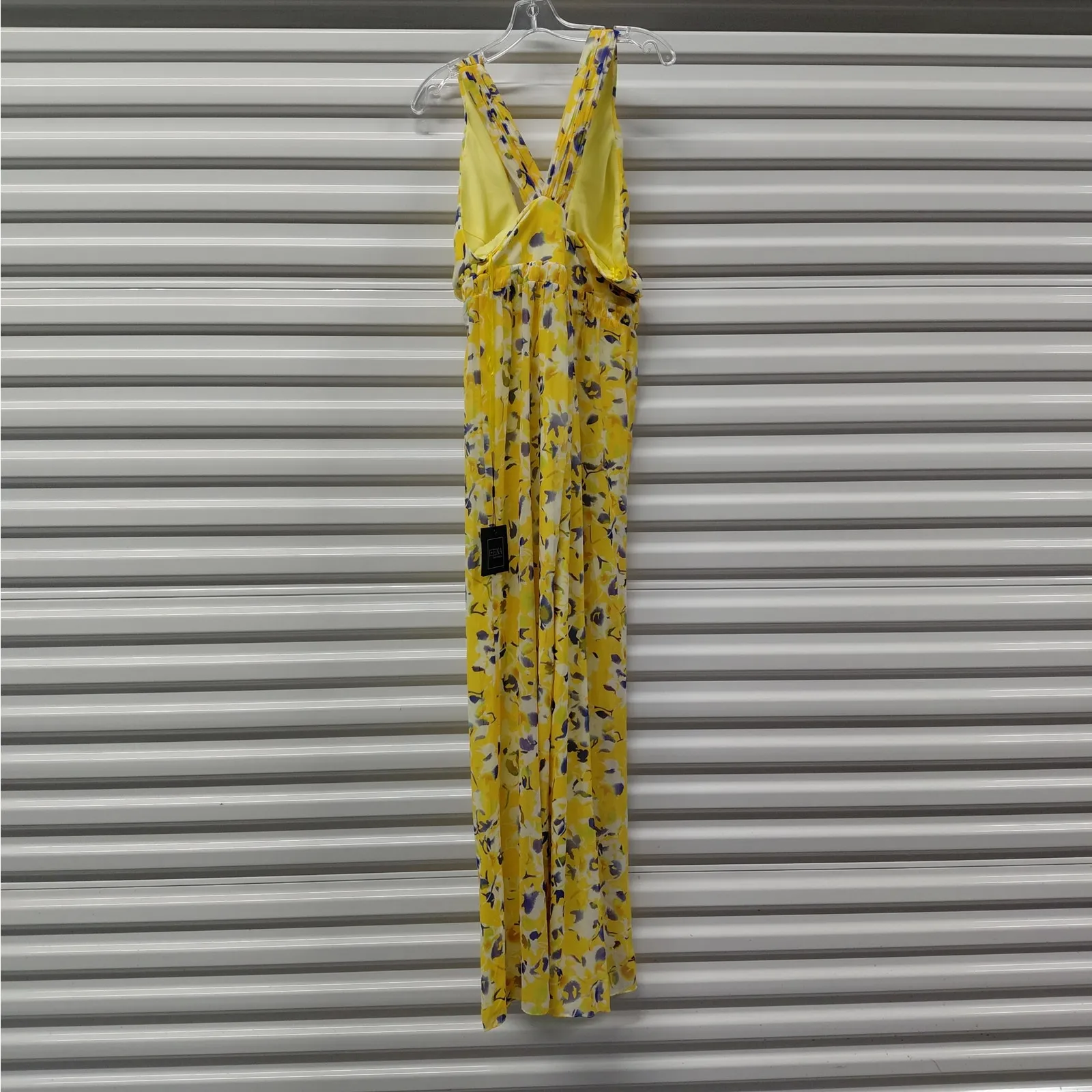 Mac Duggal Womens Halter Neck Wide Leg Jumpsuit Sz 4 Yellow Floral Resort Chic - Image 8