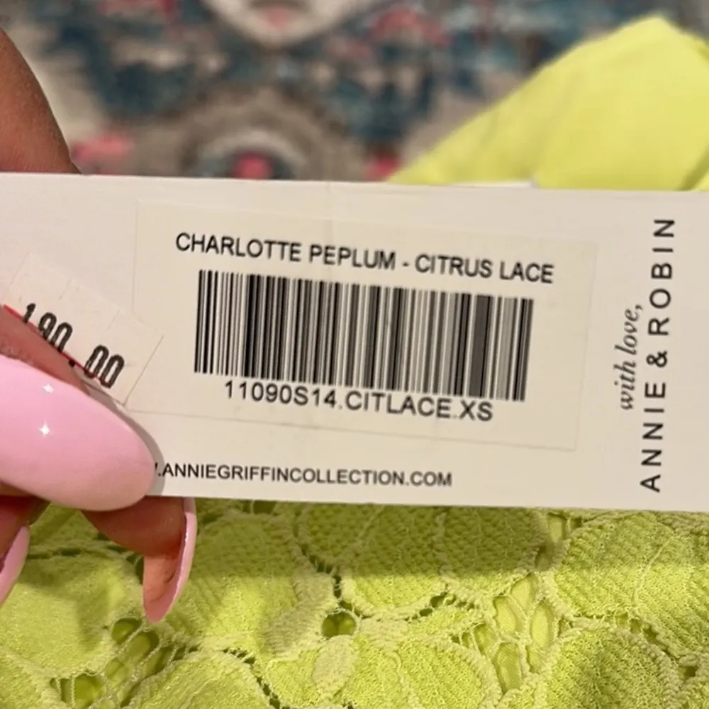 ANNIE GRIFFIN CHARLOTTE PEPLUM CITRUS LACE EYELET FLORAL SLEEVELESS TOP - Image 5