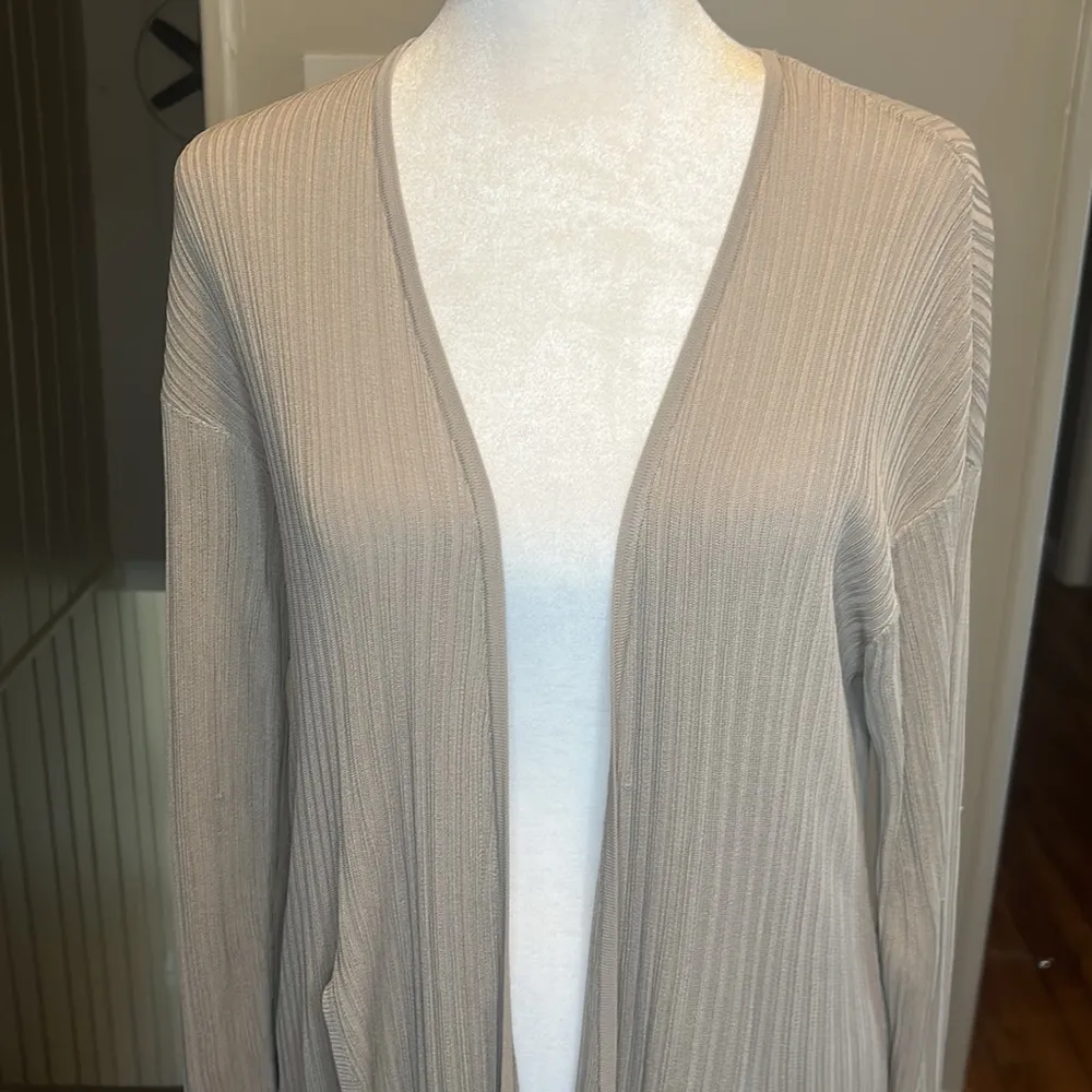 MM Lafleur Graham Sheer Ribbed Cardigan In Birch Size Medium - Image 5