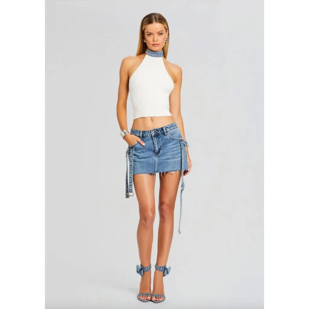 retrofete Sherona Denim Mini Skirt Oasis Womens Size 25 Blue - Image 15