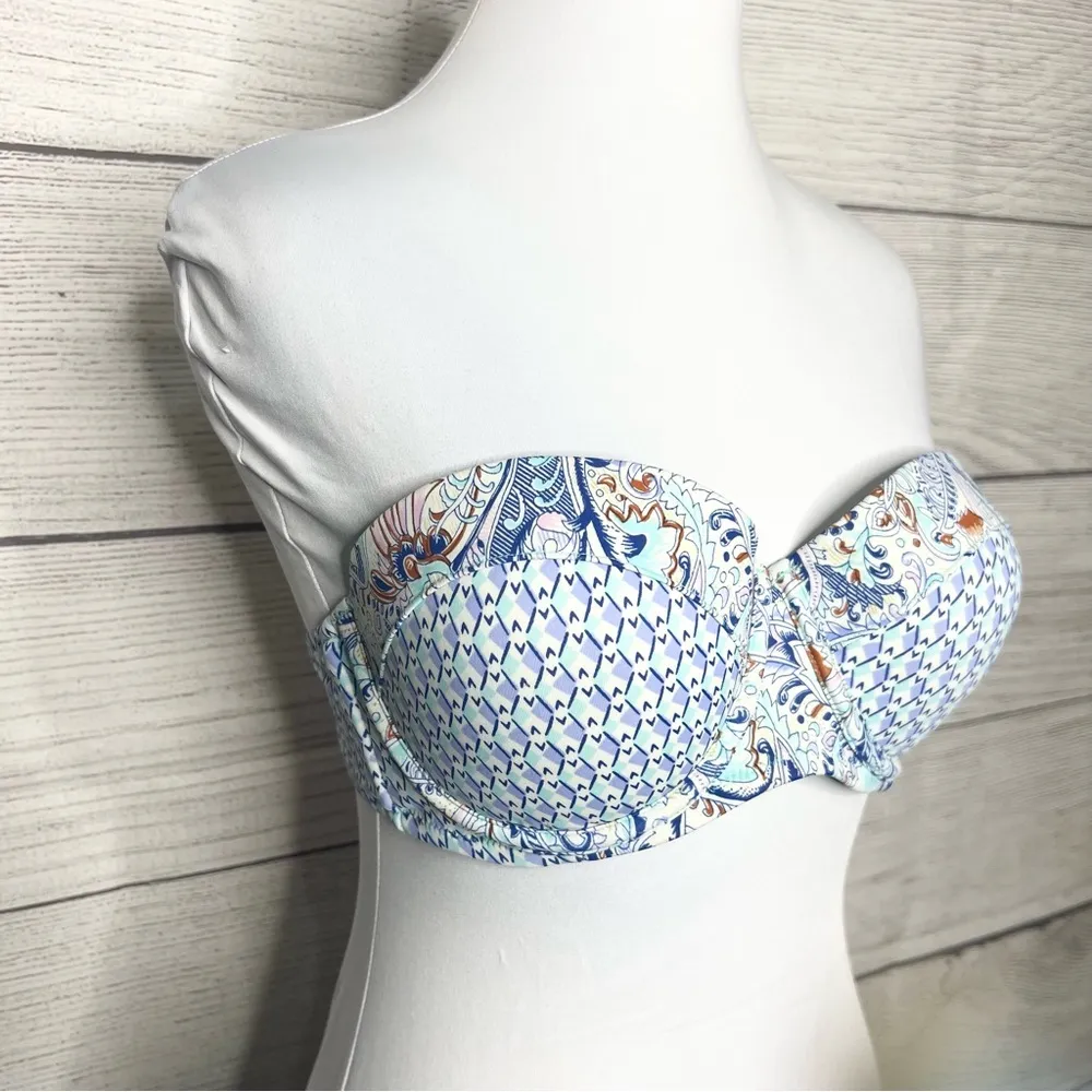 Victoria's Secret Blue Boho The Flirt Strapless Bikini Bandeau Top Size 36C - Image 5