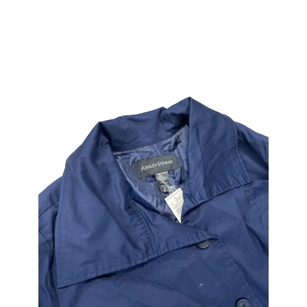 Ashley Stewart Womens Navy Blue trench peacock Coat Size 26 SKU 9250 - Image 2