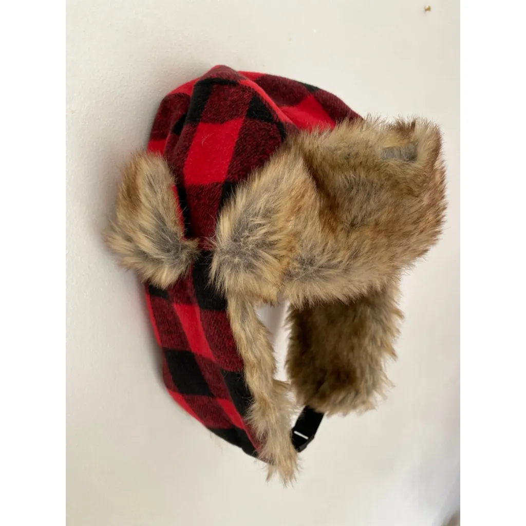 Old Navy Buffalo Plaid Faux-Fur Trapper Hat L-XL Cozy Wintercore Ski Lodge - Image 3