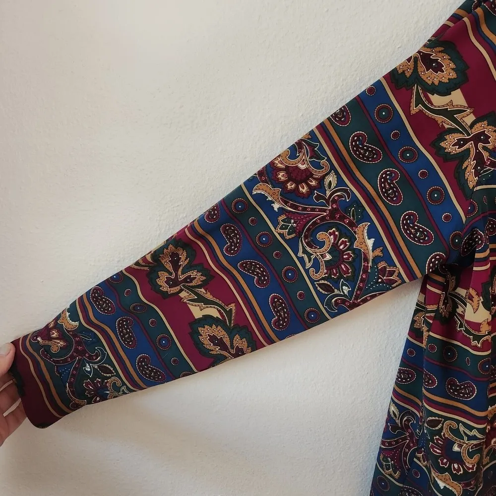 Alfred Dunner Top Womens 18 Paisley Floral Vtg Pullover Bomber Blouse 80s Shirt - Image 4