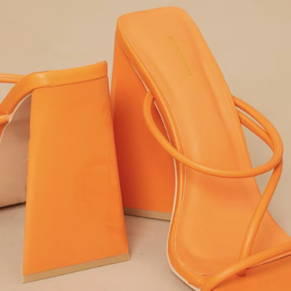 PrettyLittleThing Orange Matte Pu Square Toe Strap Triangle, Size 6​​​​​​​​​ - Image 2