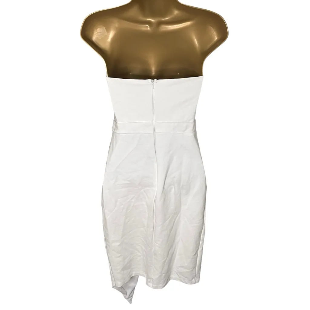 Lulus Queen of the City Strapless Bodycon Dress Asymmetrical Hem White S - Image 3