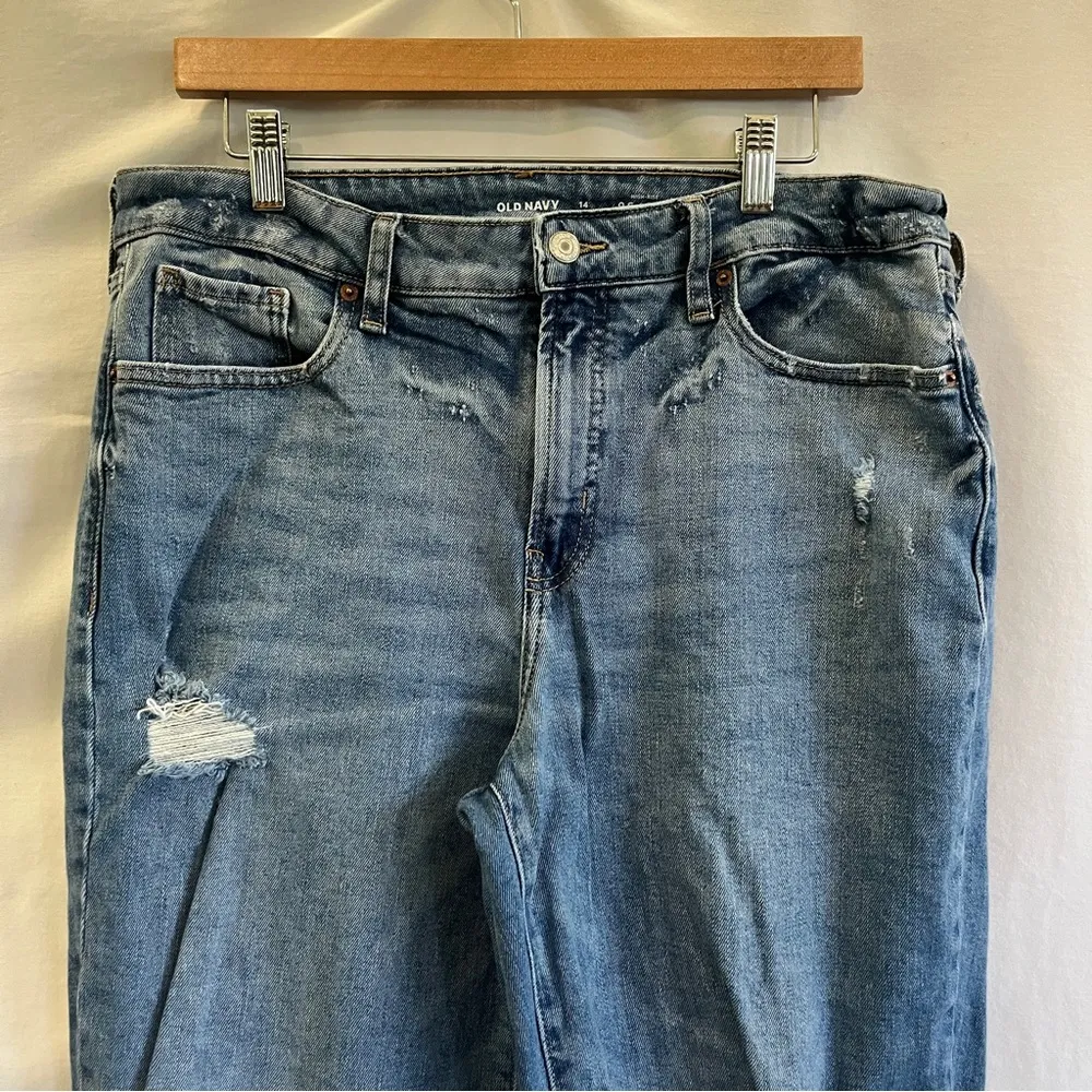 Old Navy High Rise OG Loose Denim Jeans Womens Size 14 Medium Wash Secret Pocket - Image 2