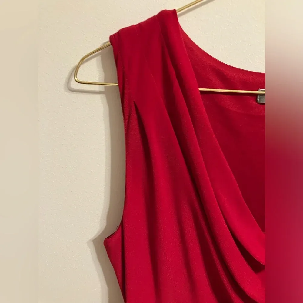 Roz & Ali Sleeveless Cowl Neck‎ Dress Red Womens 6P - Image 6