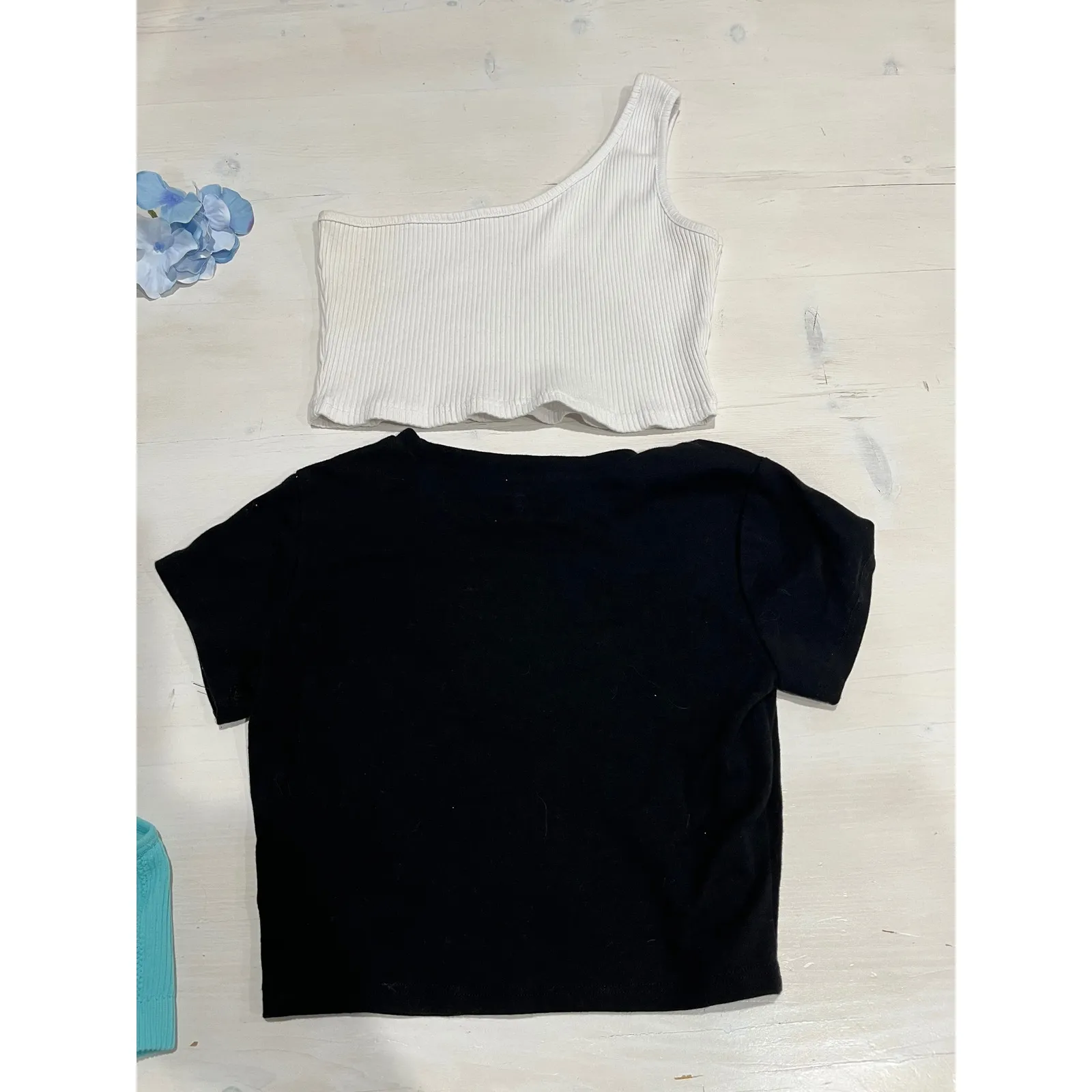 Crop Top Bundle: garage Ribbed, Cami, Angel Graphic, one shoulder ‎ S - Image 5