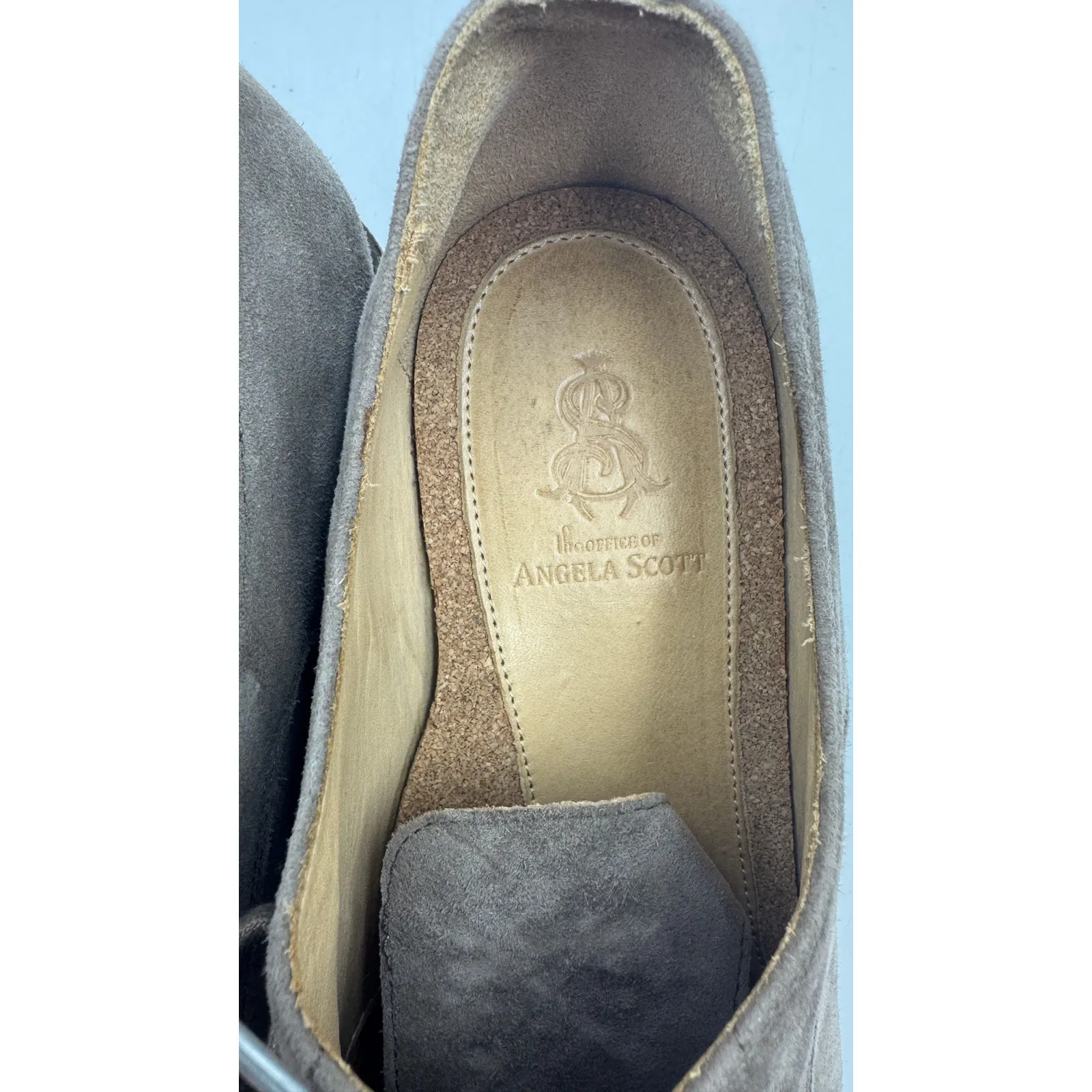 The Office of Angela Scott Mr. Derby Taupe Suede Anthropologie Gray Size 7.5 - Image 3