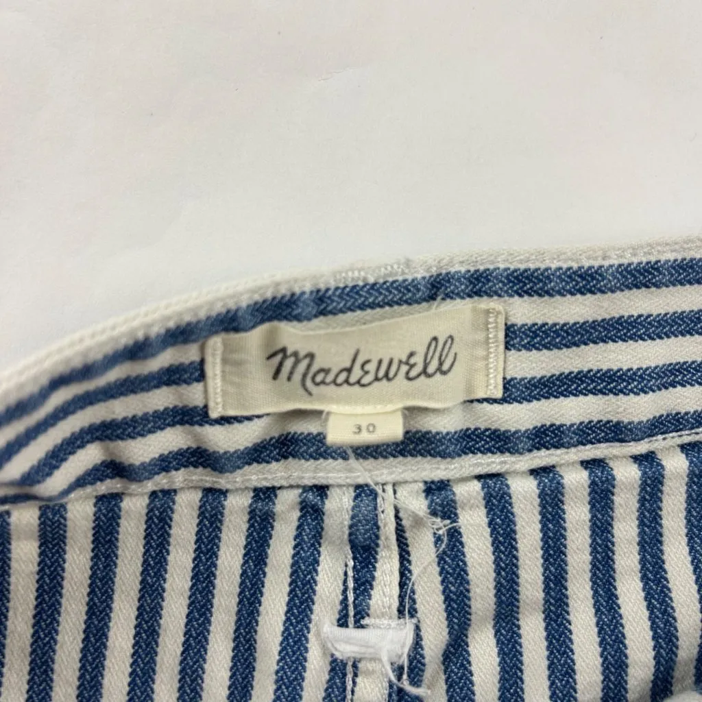 Madewell Blue Railroad Striped Wide Leg Cropped Chino Pant 30 - Image 4