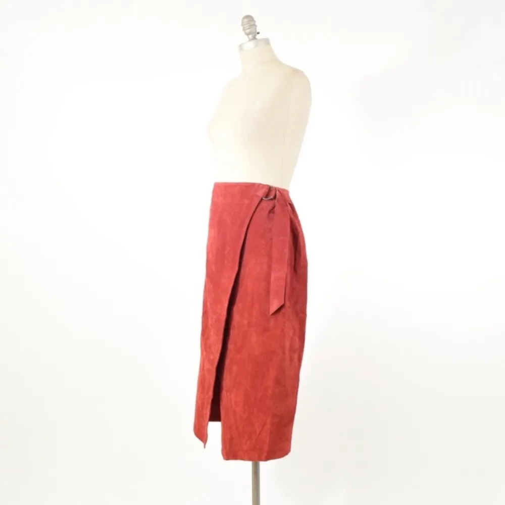 New pink suede wrap skirt by ASOS size 2 petite - Image 5