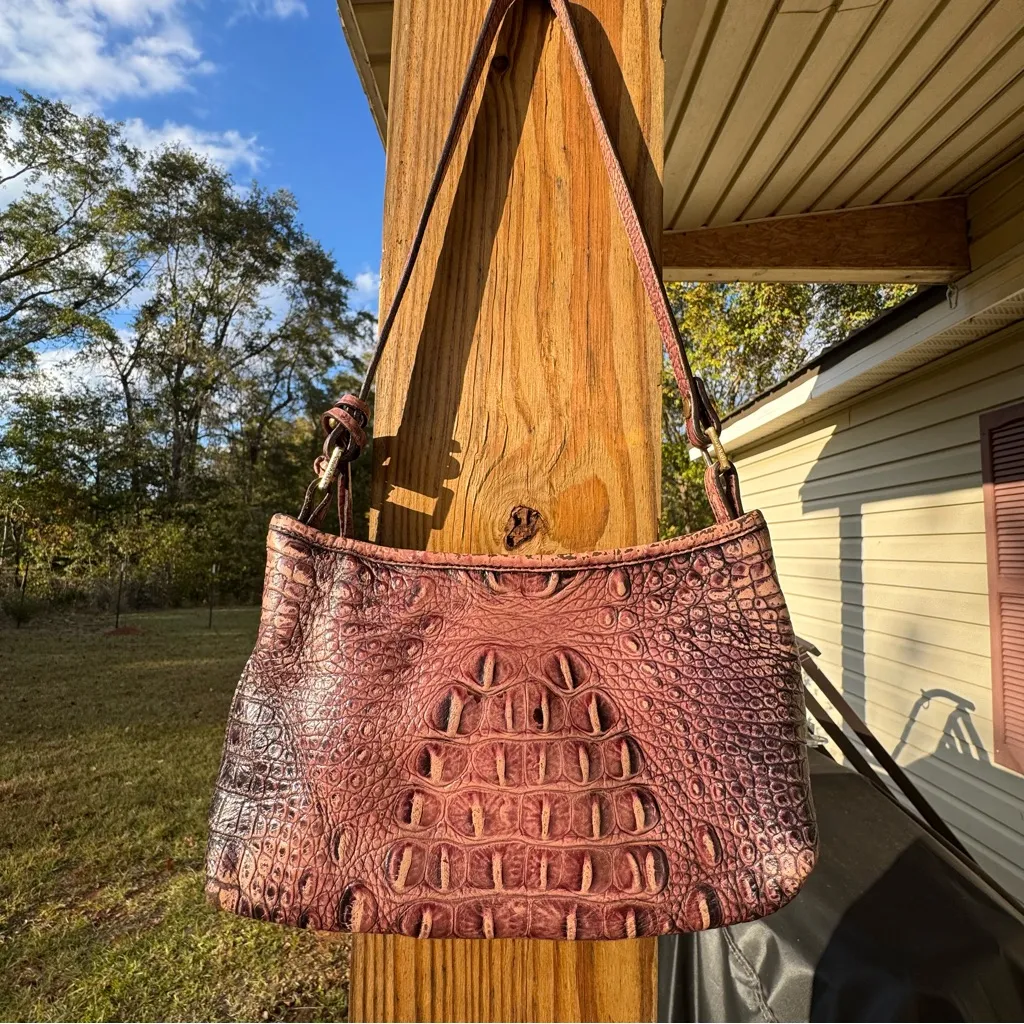Brahmin Lorelei Dusty Pink Melborne crocodile embossed leather shoulder bag - Image 4