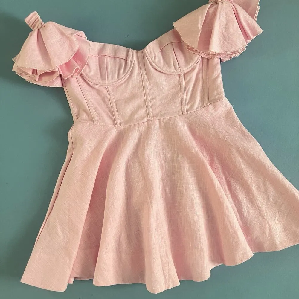 NWT Bardot Sigma Soft Pink Linen Mini Dress - Image 6