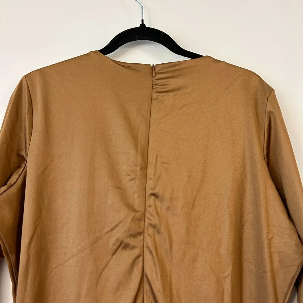 SKIMS The Scoop Neck Long Sleeve Onesie in Caramel Brown Size 4X NWT - Image 5