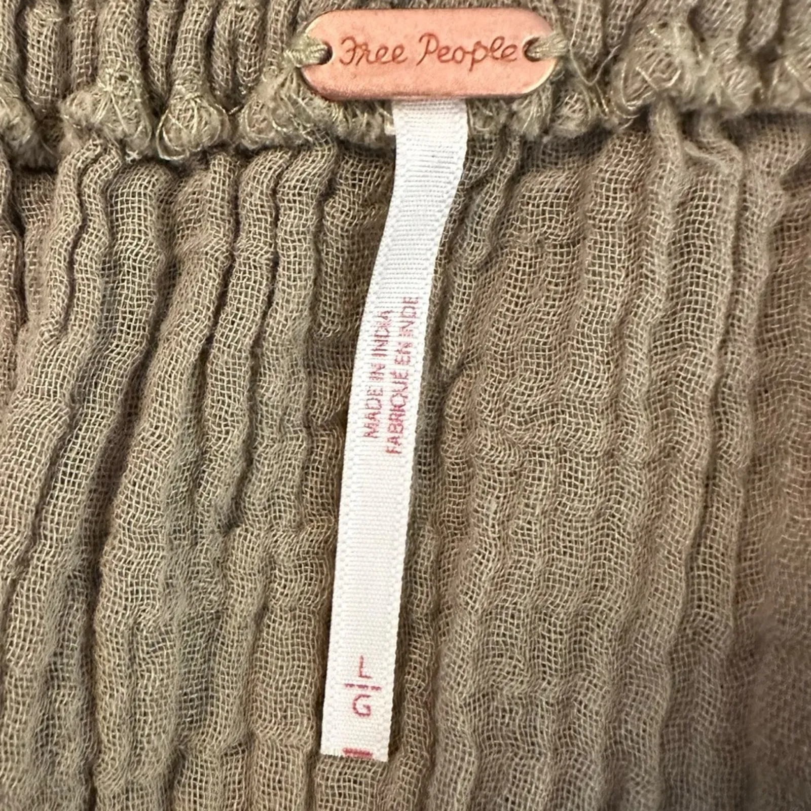 Free People Bohemian Witchy Gypsy Midi Maxi Gauze Dress Olive Large Renaissance - Image 10