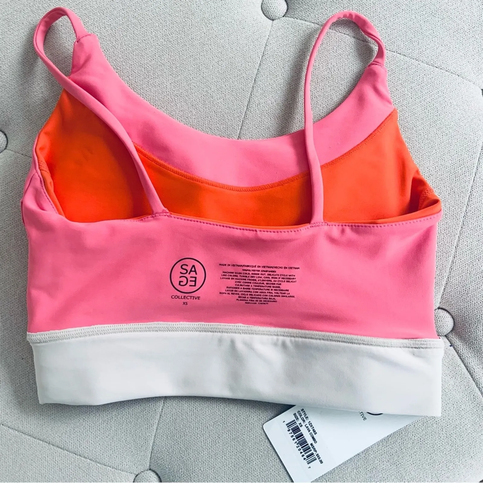 Sage Collective Sports Bra Colorblock Athleisure Bra Top Size XS NWT Top Orange - Image 6