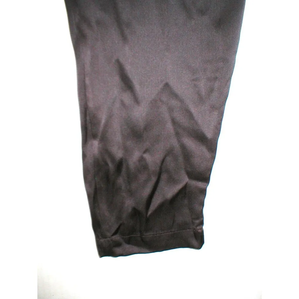 New NWT $195 Small Designer Josie Natori Silk Pants Dark Brown Key Crop Capri - Image 5