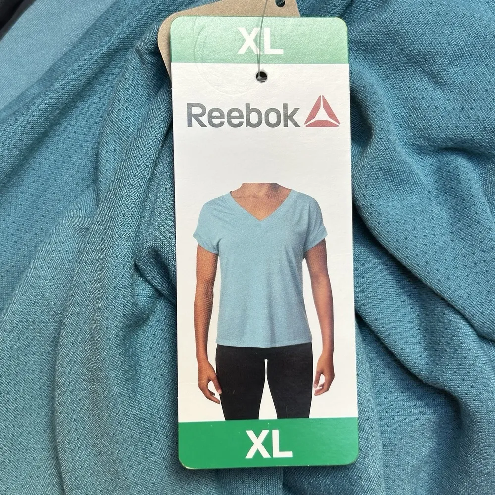 NEW Reebok Supremium Womens Size XL V-Neck Blue Short Sleeve T-Shirt Workout Gym - Image 8