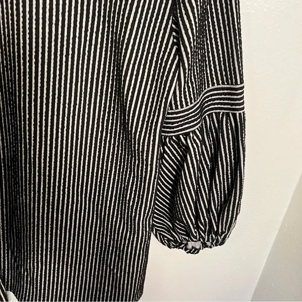 Max Studio Striped 3/4 Sleeve Tunic Top Black Ivory - Image 9