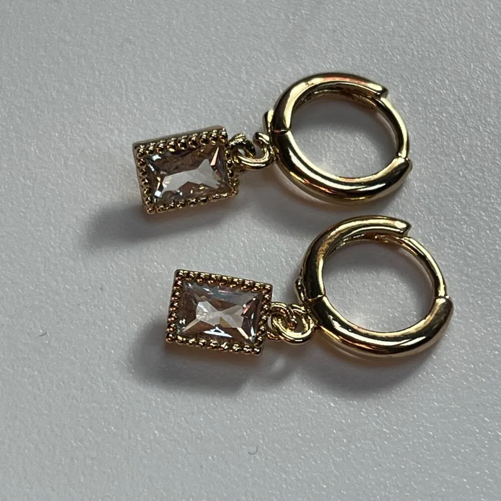 Swarovski Crystal Hoop Earrings With Dangle Rectangular - Image 5
