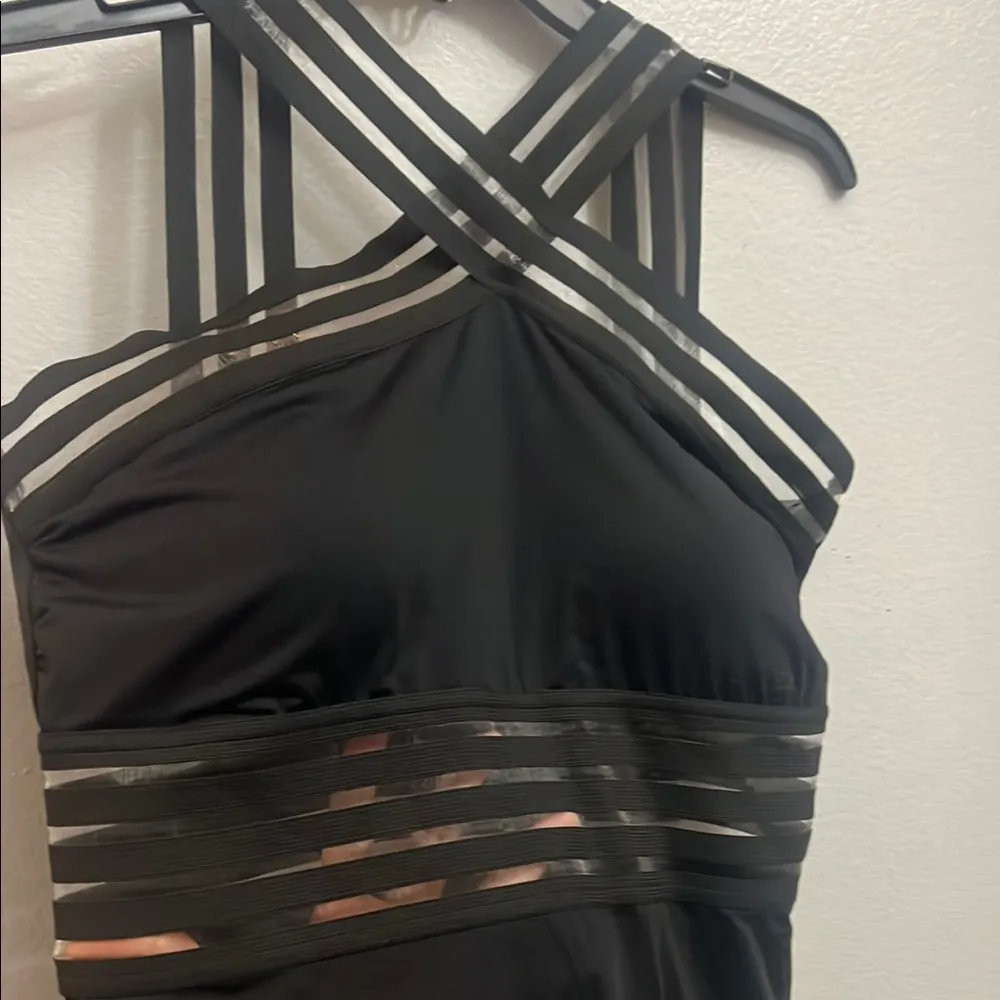 Hilor One Piece Swimsuits Slimming High Waisted Bathing Suits Front Crossover XL Black - Image 3