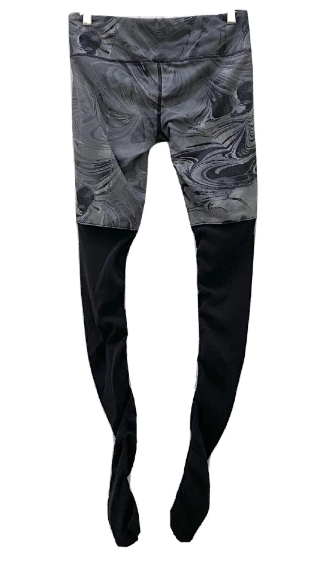 Black Gray Swirl Print Goddess Leggings S - Image 5