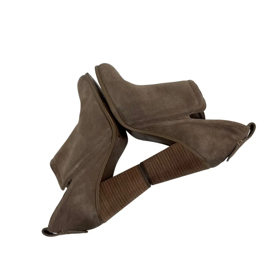 Vince Camuto Francia Suede Bootie Taupe Stacked Block Heel 8.5  Ankle Boots - Image 7