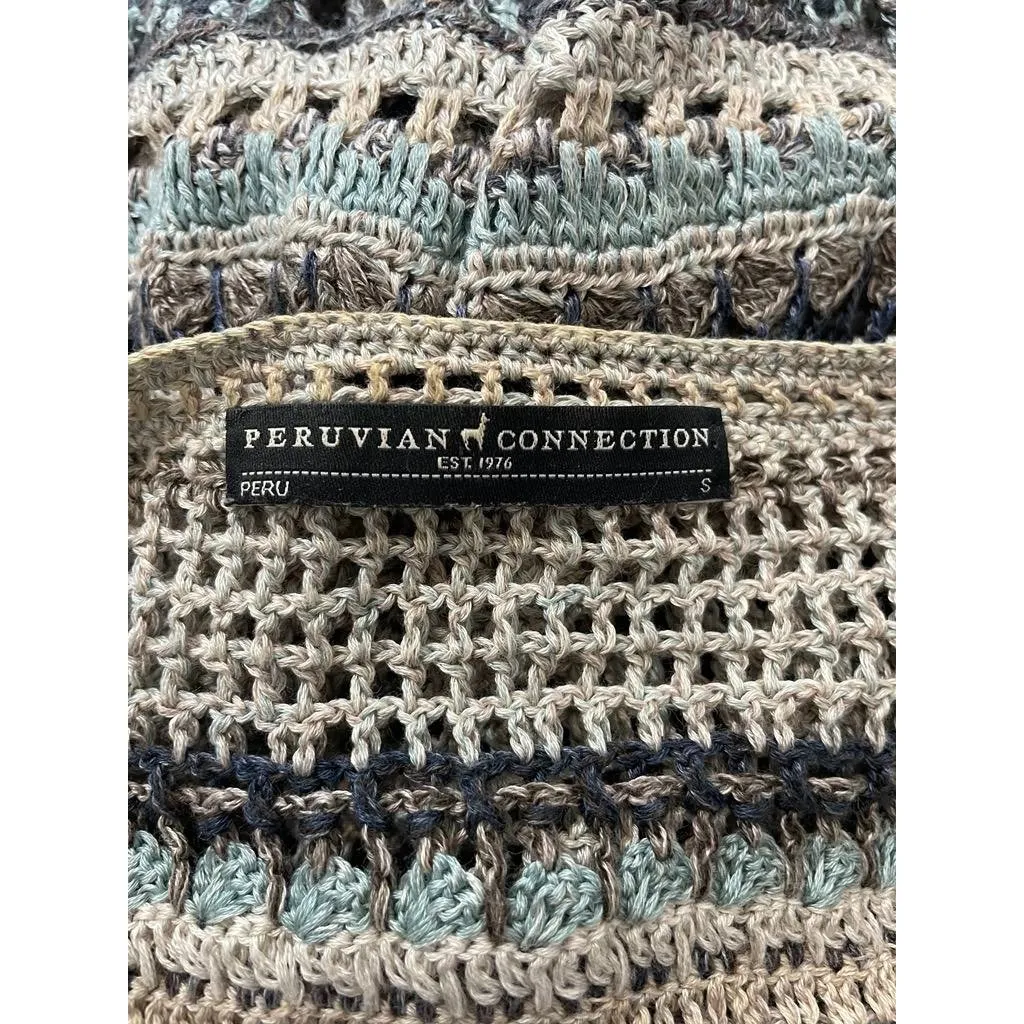 Peruvian Connection Size Small Sweater Cardigan Open Front Knit Pima Cotton - Image 6