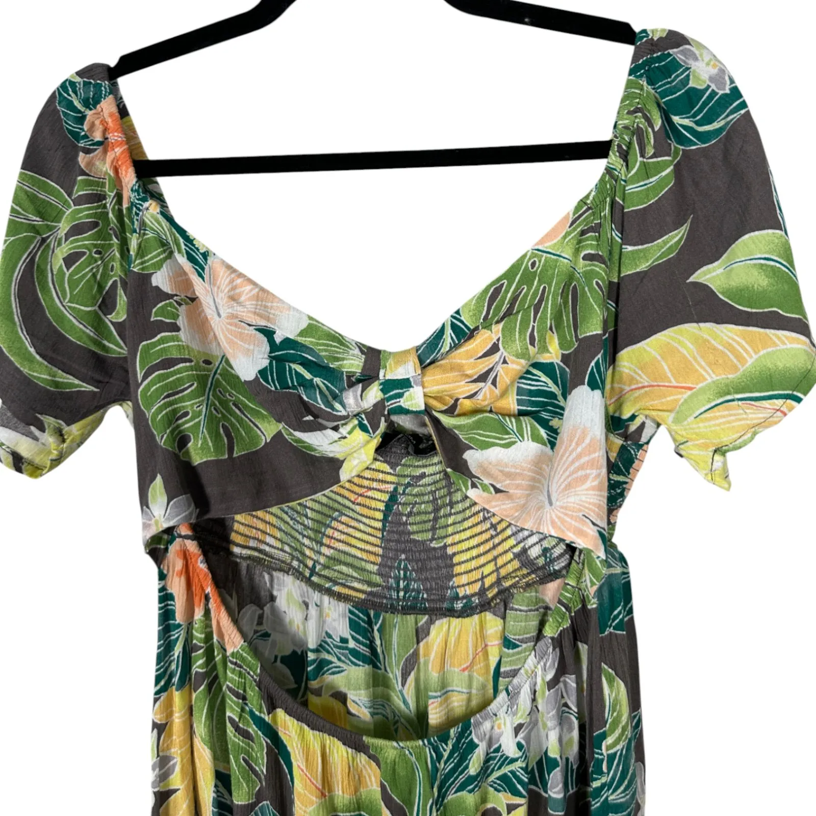 Volcom Excapism Slate Grey Cut Out Floral Mini Dress Size Large NEW with Tags - Image 9