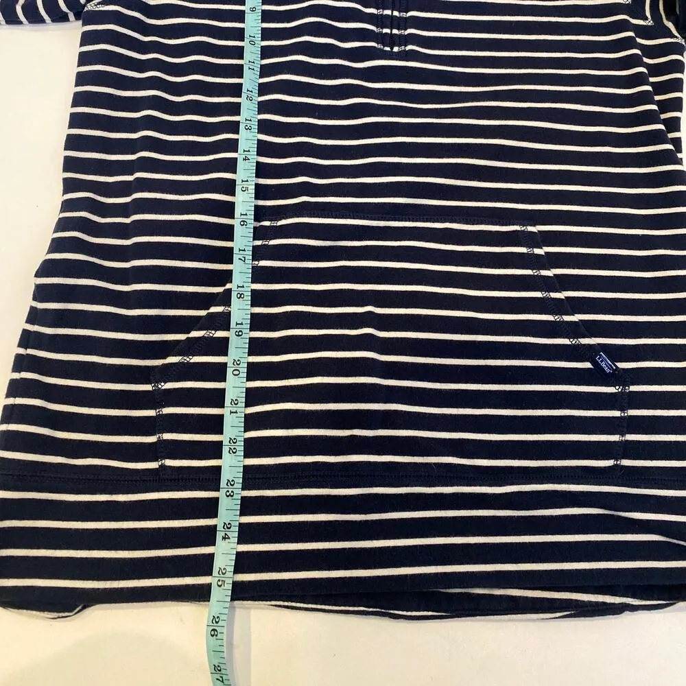 L.L. Bean Navy Blue & White Striped Partial Zip Sweatshirt EUC Sz Sm Cotton - Image 9