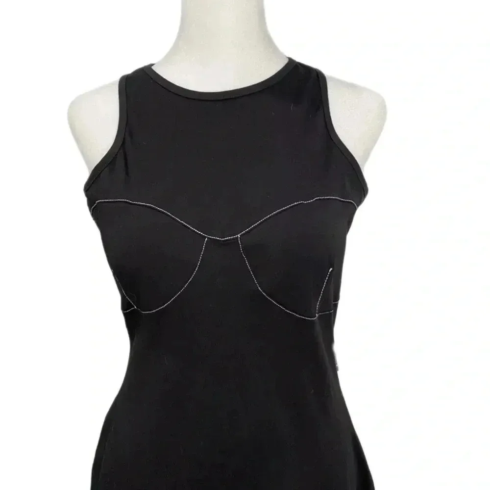 NWT Nasty Gal Collection Women’s Contrast Stitch Racer Mini Black Dress size 8 - Image 4