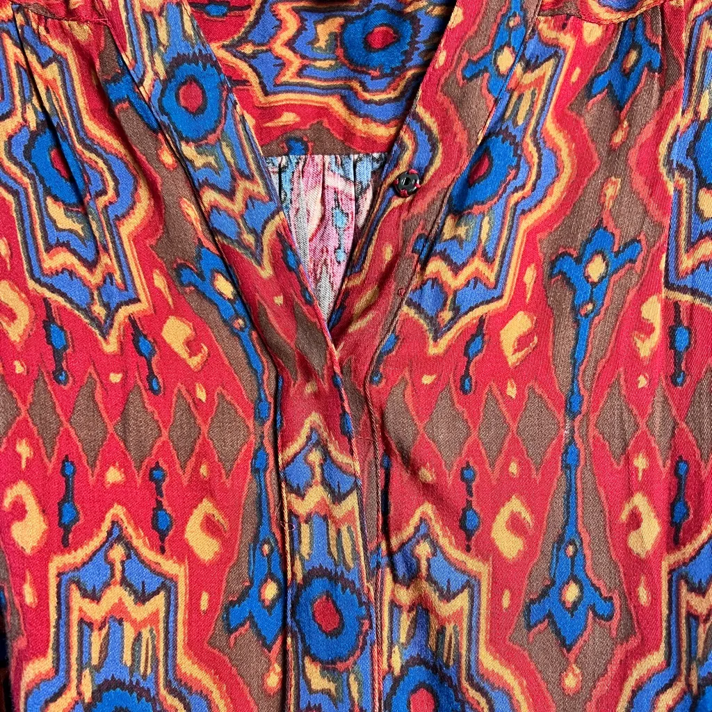 Anthropologie Tiny Red Rosemary Tunic Dress‎ Small Belted Long Sleeves Boho - Image 6