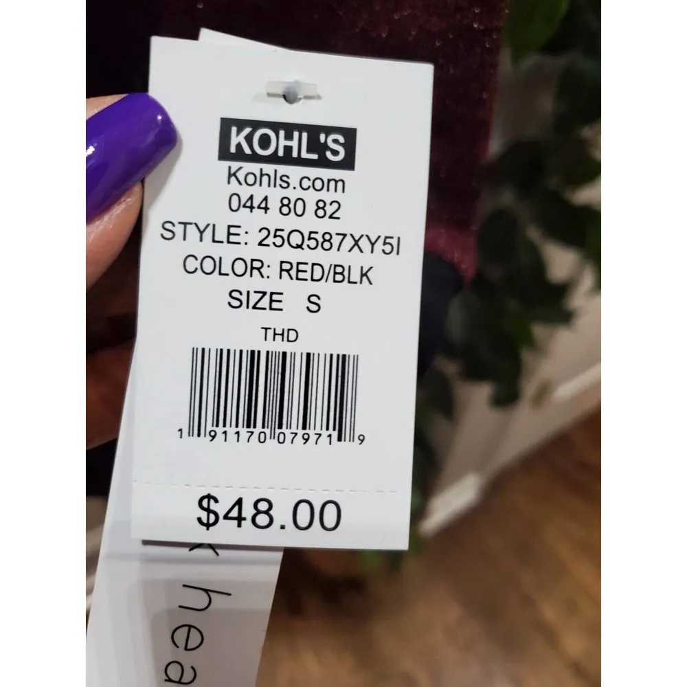 Three Pink Hearts Women's Maroon Round Neck Long Sleeve Knee Length Dress Size S - Image 6